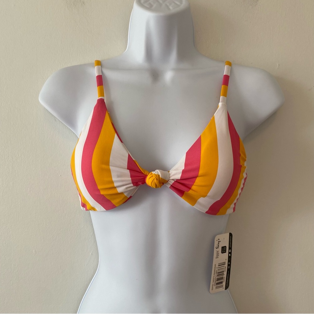 Dippin Daisys bikini swim top only Zen pink orange white striped